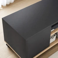 HOMCOM TV-board op wielen met remmen, tv-meubel met kast en verstelbare plank, zwart en eiken(m-11)