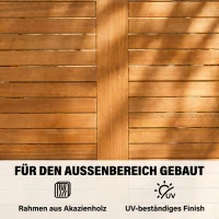 Outsunny Gartenmöbel Set holz FSC 5-teilig Klappbar Tisch mit 4 Klappstühlen Lattendesign für Garten Naturholz(m-6)