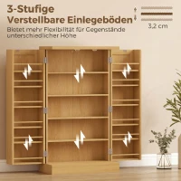 HOMCOM 104 cm Rattan-Küchenschrank mit 5-stufigem Regal, 12 Gewürzfächern und verstellbaren Böden, Natur(m-5)