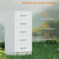 HOMCOM Kommode mit 5 Schubladen, Schubladenschrank für Kleidung und Utensilien, Spanplatte, Weiß(m-6)