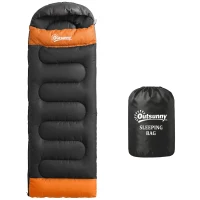 Outsunny Sleeping Bag for Adults, Lightweight & Compact Sleeping Bag, 3 Seasons, Grey(m-1)
