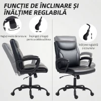 HOMCOM, Scaun Directorial, Cu Înălțime Reglabilă, Piele artificială, metal, 60x68x105 cm, Negru(m-5)