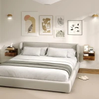 HOMCOM 2 Mesitas de Noche Flotantes con 1 Cajón y Estante Abierto Diseño Moderno 35x32x22,5 cm Marrón Rústico(m-6)