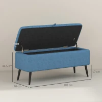 HOMCOM Panca Contenitore Pouf Poggiapiedi Imbottito, 102x40x44 cm, Blu Scuro(m-3)