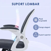 Vinsetto Scaun de Birou Ergonomic cu Spătar din Plasă și Înălțime Reglabilă, 65.5x61.5x88-97.5cm, Gri(m-6)