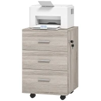 Vinsetto Cajonera de Escritorio con 3 Cajones Ruedas Cerradura 2 Llaves Archivador Móvil para Estudio Salón 40x40x61,5 cm Gris(m-10)
