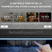 HOMCOM Réfrigérateur à boissons 70L et 70 canettes, petit frigo silencieux, porte en verre trempé, étagères réglables, noir(m-5)