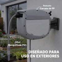 Outsunny Carrete de Manguera Retráctil 10+1 m con Boquilla de 2 Modos Bloqueo Automático y Retracción Controlada Soporte Gris(m-8)