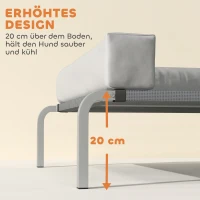 PawHut Hundeliege Outdoor, Erhöhtes Hundebett für Mittelgroße Hunde, mit L-förmige Kissen 110x75x30cm, Hellgrau(m-4)