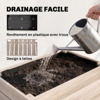 Outsunny Jardinières sur Pieds carrés potagers - Lot de 4 jardinières sur Pied modulables - dim. 50L x 30l x 60H cm - Inserts d'irrigation Film Protecteur - Bois Sapin Naturel(m-6)