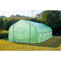 Outsunny Estufa Tipo Túnel de Jardim 600x300x200cm para Cultivo de Plantas Verduras com 8 Janelas e Porta Enroláveis com Zíper Aço Verde(m-13)