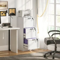 HOMCOM 3-Drawer Filing Cabinet with Lock - White(m-10)