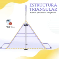 HOMCOM Barra de Gimnasia para Niños Altura Ajustable en 5 Niveles y Anillos Entrenamiento de Gimnasia Plegable en Casa Púrpura(m-7)
