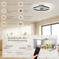 HOMCOM Deckenventilator mit Licht und Fernbedienung, LED-Deckenventilator mit 3 Farbtemperaturen, 6 Geschwindigkeiten, 50 cm(m-9)