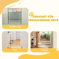 PawHut Treppenschutzgitter Absperrgitter ohne Bohren mit automatische Schließung für Kinder Küche Treppe 76-82 x 76 cm Weiß(m-8)