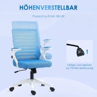 Vinsetto Scaun ergonomic pivotant, reglabil pe înălțime, cu brațe, 54x54x89-99 cm, alb și albastru(m-4)