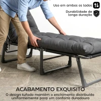 Outsunny Conjunto de 2 Almofadas para Espreguiçadeiras 180x55 cm Almofadas para Cadeiras de Jardim Espessas UPF30+ com 4 Tiras Cinzento Escuro(m-7)