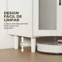 HOMCOM Aparador de Cozinha Moderno com Porta de Acrílico, Gaveta Prateleira Ajustável Compartimento Aberto, 80x34x91 cm Branco(m-7)