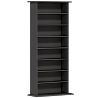 HOMCOM Rangements pour CD et DVD avec 8 compartiments et 6 étagères réglables, capacité max. 360 CD/185 DVD et Blu-ray, noir(m-12)