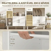 HOMCOM Aparador de Cozinha Moderno com Porta de Acrílico, Gaveta Prateleira Ajustável Compartimento Aberto, 80x34x91 cm Branco(m-6)
