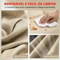 HOMCOM Cadeira de Escritório com Massagem Vibratória de 4 Pontos Aquecimento Lombar Apoios de Braços Rebatíveis Encosto Alto Altura Ajustável Creme(m-9)