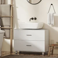 HOMCOM Mueble Bajo Lavabo con 2 Cajones Estilo Moderno para Lavabo sin Pedestal 80x30x60 cm Blanco(m-9)