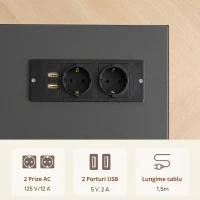 HOMCOM Dulap pentru imprimantă cu 3 sertare, 2 rafturi deschise și orificiu pentru cabluri, din MDF, 80x40x65,5 cm, maro și negru(m-4)