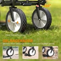 Outsunny Bollerwagen Handwagen mit faltbar Bremsen Verstellbarem Griff 68 KG Belastbar für Garten Einkauf Shopping(m-7)