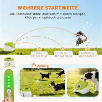 PawHut Automatischer Ballwerfer Interaktive Ballwurfmaschine mit 3 Bälle 3 Distanzen 6m/10 m/14m für kleine mittlere Hunde Grün(m-5)