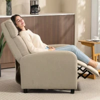 HOMCOM Fauteuil relax inclinable, repose-pieds extensible, ressorts ensachés, jusqu'à 150 kg, Beige(m-4)