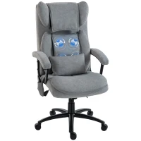 HOMCOM Cadeira de Escritório com Massagem de Amassamento em 4 Pontos Encosto Alto Altura Ajustável Assento Amplo Almofada Lombar Cinzento(m-10)