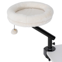 PawHut Katzen-Schreibtischbett, Katzenbett für Schreibtisch mit 360°Drehung, verstellbarer Höhe, Katzenliege mit abnehmbarem, maschinenwaschbarem Bett, für Katzen unter 6 kg, Heimbüro, Cremeweiß
