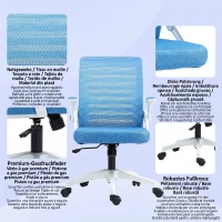 Vinsetto Scaun ergonomic pivotant, reglabil pe înălțime, cu brațe, 54x54x89-99 cm, alb și albastru(m-8)