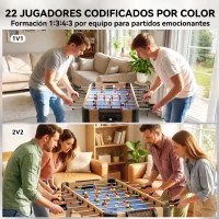 Sportnow Futbolín de Mesa de 89 cm con 22 Jugadores 2 Pelotas 2 Marcadores Mangos Antideslizantes 89X61,5X70 cm Morado(m-5)