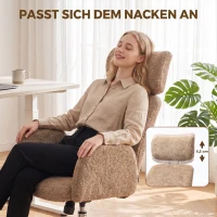 HOMCOM Bürostuhl mit verstellbarer Kopfstütze, ergonomischer Schreibtischstuhl, Kippfunktion, höhenverstellbar, Braun(m-7)