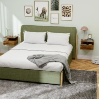 HOMCOM 2 Mesitas de Noche Flotantes con 1 Cajón y Estante Abierto Diseño Moderno 35x32x22,5 cm Marrón Rústico(m-8)