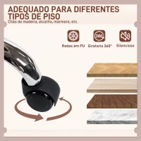 HOMCOM Cadeira de Escritório com Rodas Cadeira para Secretária com Função Baloiço Assento Amplo Sem Braços 60x65x83-93 cm Cinza Escuro(m-8)