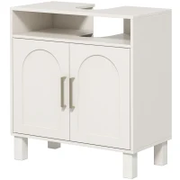HOMCOM Mueble Bajo Lavabo con Estante Ajustable para Lavabos sin Pedestal 60x30x63 cm Blanco Crema(m-11)