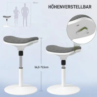 HOMCOM Scaun ergonomic și căptușit, reglabil pe înălțime, cu înclinare de 5°, 41.5x41.5x51.5-71.5 cm, gri(m-5)