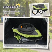 PawHut 2 in 1 Dog Bike Trailer, Foldable Pet Stroller, Dog Bicycle Trailer with Suspension, for Medium Dogs up to 20kg, Green(m-6)