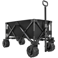 Outsunny Carucior plaja pliabil cu roti fata pivotante 360° si maner telescopic 108x55x55 cm negru