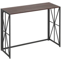 HOMCOM Tavolo Consolle da Ingresso Stile Industriale Pieghevole in Legno e Metallo, 100x38x80cm, Marrone(m-11)