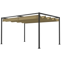 Outsunny Pergola, Robuuste Zonwering voor Tuin, Balkon, Terras, van Metaal en Kunststof, UV- en Waterafstotend, Khaki
