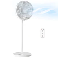 HOMCOM Ventilador de Pie con Control Remoto Altura Ajustable 4 Velocidades Oscilación 80° Temporizador 10H Pantalla LED Blanco(m-10)