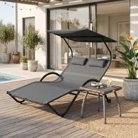 Outsunny Masuta din Ratan Sintetic pentru Exterior si Gradina Gri(m-10)