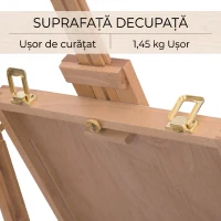 HOMCOM Chevalet din lemn ajustabil, pliabil, ideal pentru artiști, cu depozitare integrată(m-8)