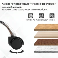 HOMCOM Scaun de birou rabatabil cu suport pentru picioare retractabil, din piele PU, capacitate de 120 kg, negru(m-8)