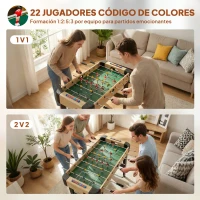 SPORTNOW Futbolín de Mesa de 92 cm con 22 Jugadores 2 Pelotas Marcadores Manuales Mangos Antideslizantes Madera Natural(m-5)