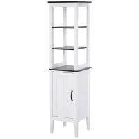 HOMCOM Mobile Bagno Alto Stretto, Mobiletto Bagno Salvaspazio con 3 Ripiani Aperti, Ripiano Regolabile, per Lavanderia, 40x38x162.5 cm, Bianco(m-11)