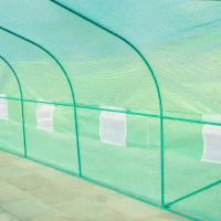 Outsunny Estufa Tipo Túnel de Jardim 600x300x200cm para Cultivo de Plantas Verduras com 8 Janelas e Porta Enroláveis com Zíper Aço Verde(m-8)
